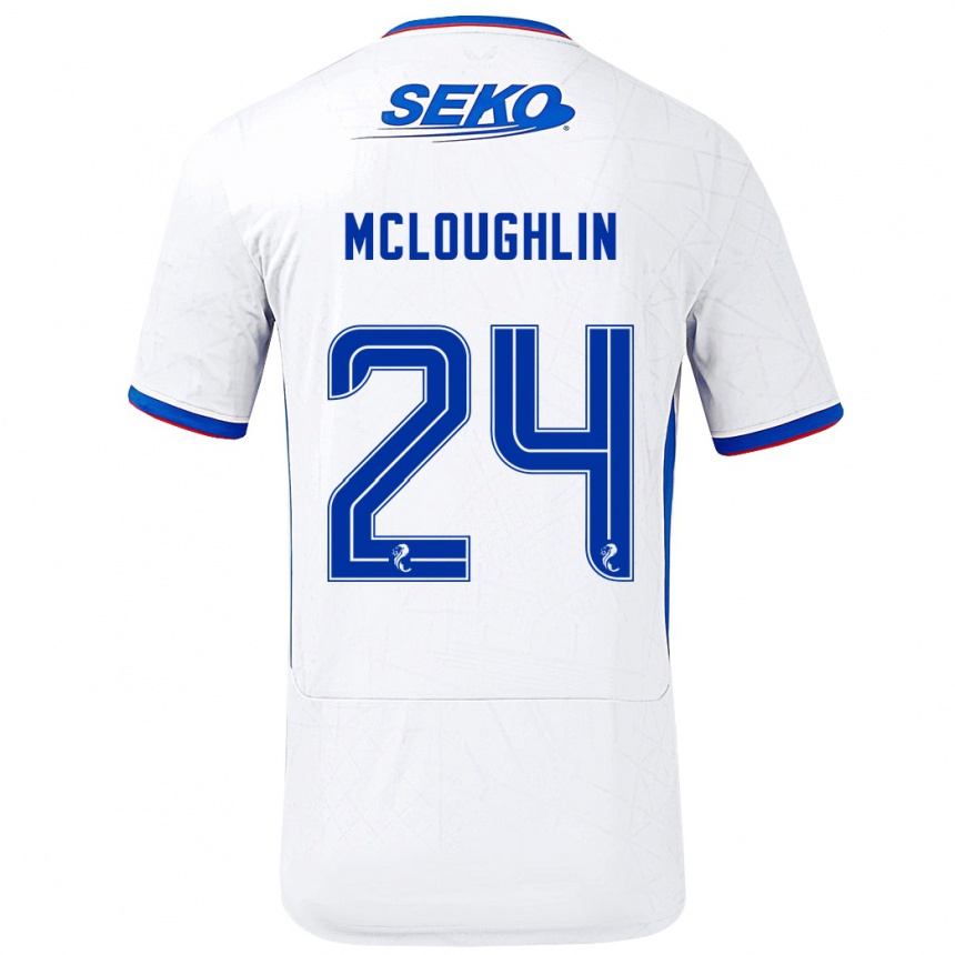 Vaikiškas Olivia Mcloughlin #24 Balta Mėlyna Išvykos Marškinėliai 2024/25 T-Shirt