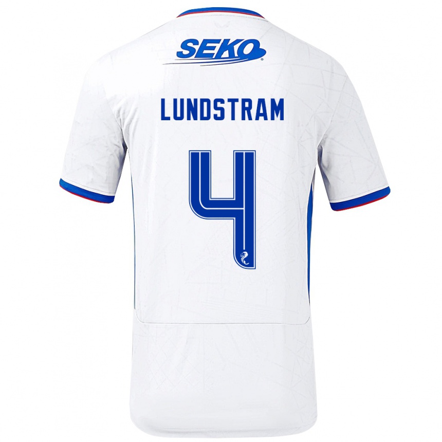 Vaikiškas John Lundstram #4 Balta Mėlyna Išvykos Marškinėliai 2024/25 T-Shirt