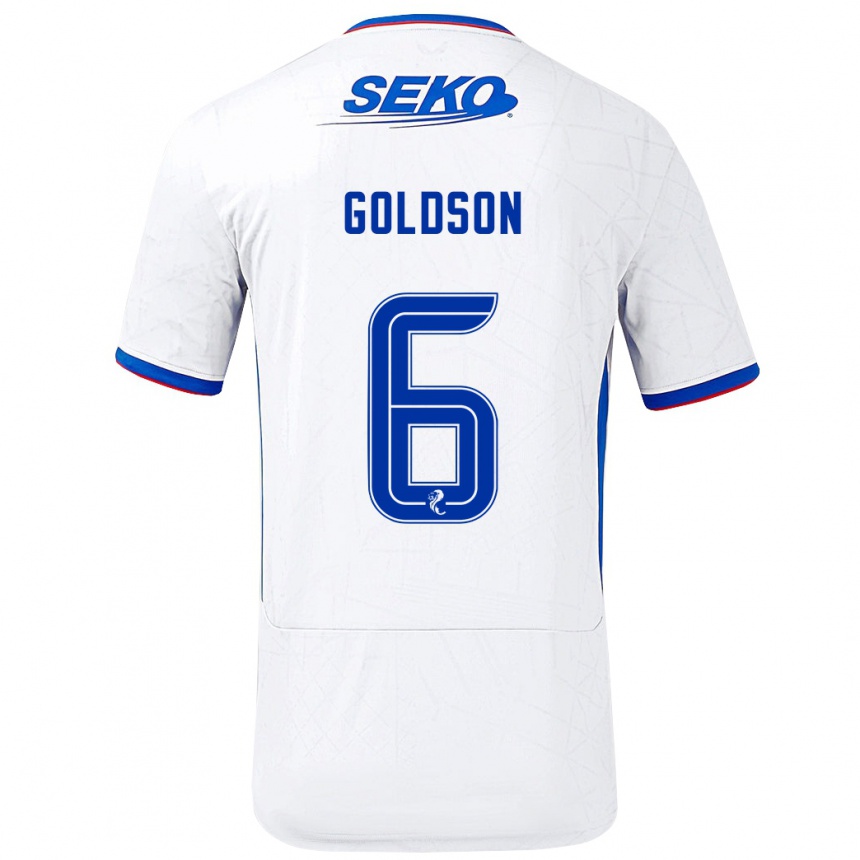 Vaikiškas Connor Goldson #6 Balta Mėlyna Išvykos Marškinėliai 2024/25 T-Shirt