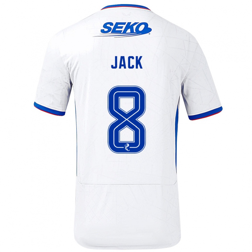 Vaikiškas Ryan Jack #8 Balta Mėlyna Išvykos Marškinėliai 2024/25 T-Shirt