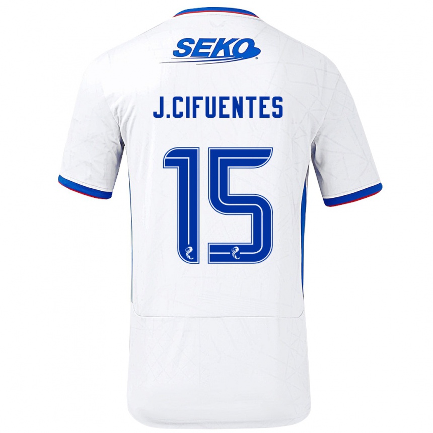 Vaikiškas José Cifuentes #15 Balta Mėlyna Išvykos Marškinėliai 2024/25 T-Shirt