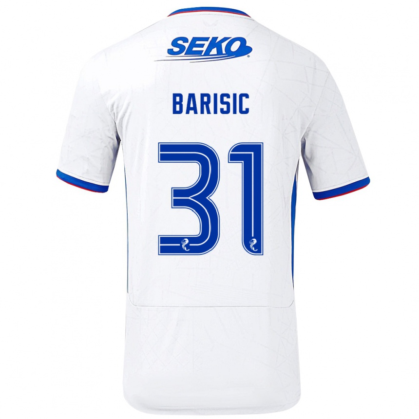 Vaikiškas Borna Barisic #31 Balta Mėlyna Išvykos Marškinėliai 2024/25 T-Shirt