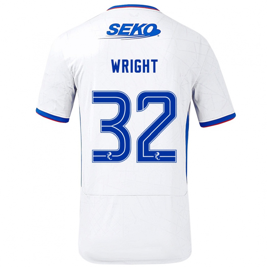 Vaikiškas Kieran Wright #32 Balta Mėlyna Išvykos Marškinėliai 2024/25 T-Shirt