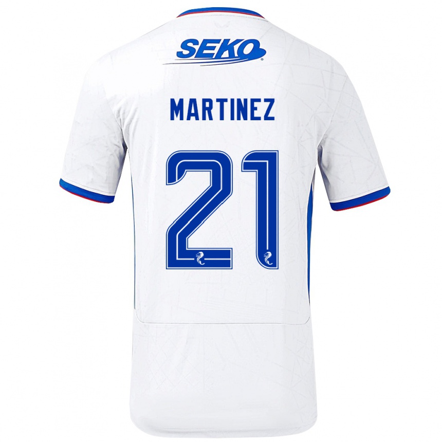 Vaikiškas Lisa Martinez #21 Balta Mėlyna Išvykos Marškinėliai 2024/25 T-Shirt