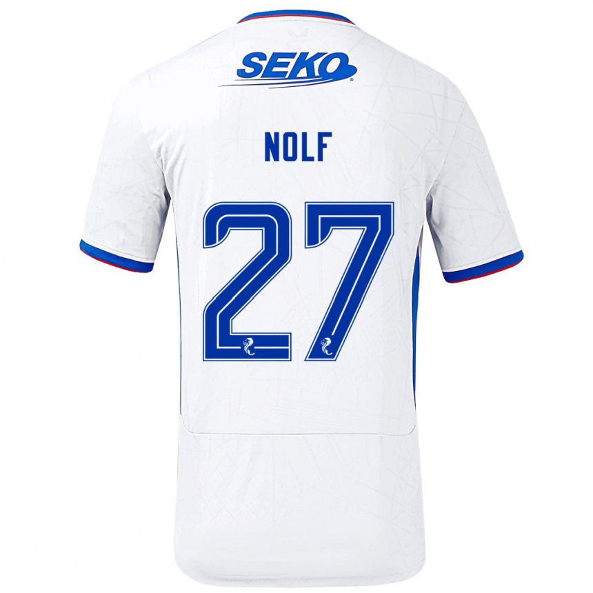 Vaikiškas Madeline Nolf #27 Balta Mėlyna Išvykos Marškinėliai 2024/25 T-Shirt