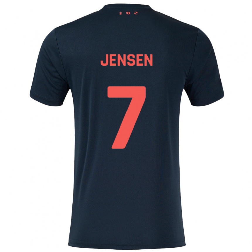 Vaikiškas Victor Jensen #7 Juoda Raudona Išvykos Marškinėliai 2024/25 T-Shirt