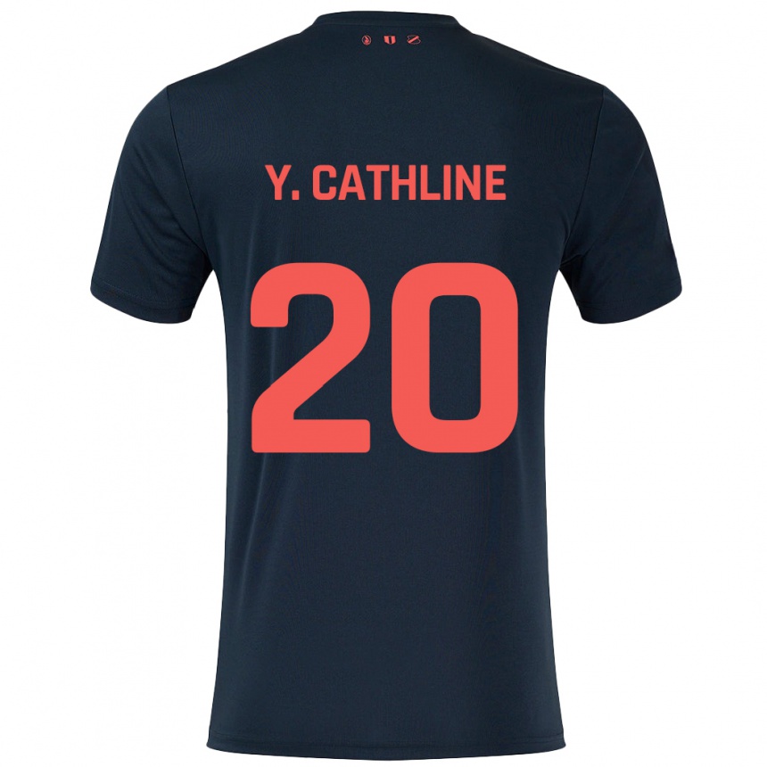 Vaikiškas Yoann Cathline #20 Juoda Raudona Išvykos Marškinėliai 2024/25 T-Shirt