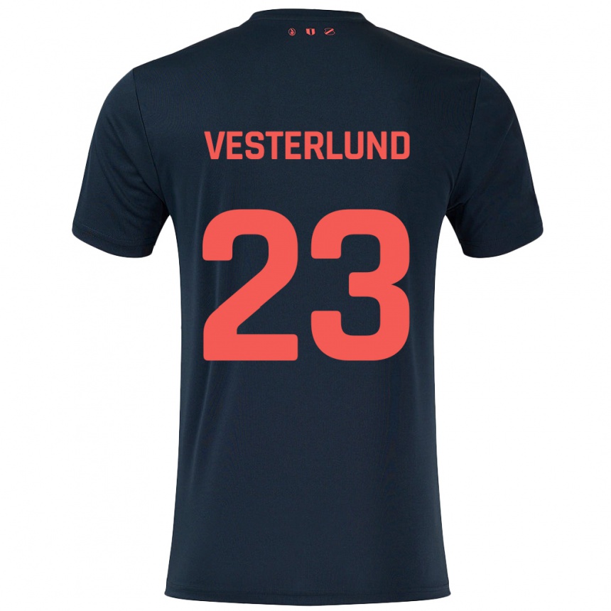 Vaikiškas Niklas Vesterlund #23 Juoda Raudona Išvykos Marškinėliai 2024/25 T-Shirt