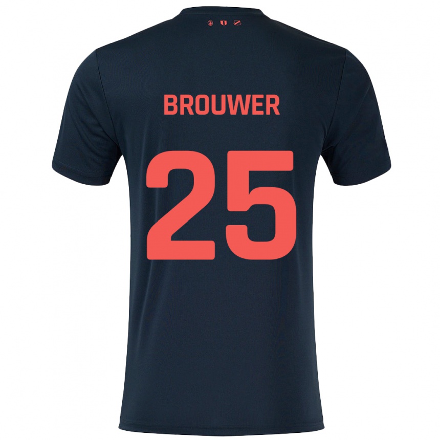 Vaikiškas Michael Brouwer #25 Juoda Raudona Išvykos Marškinėliai 2024/25 T-Shirt