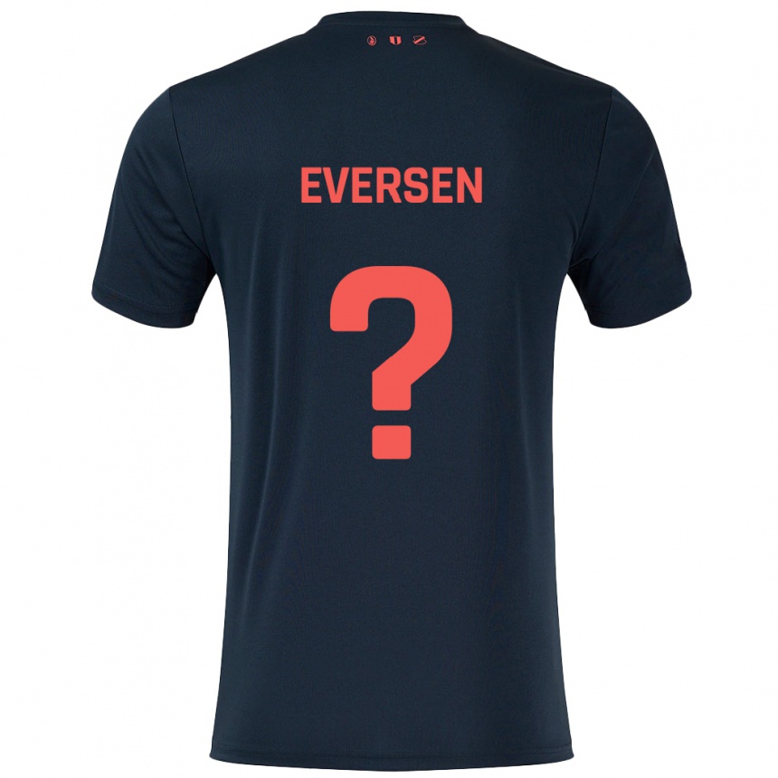 Vaikiškas Justin Eversen #0 Juoda Raudona Išvykos Marškinėliai 2024/25 T-Shirt