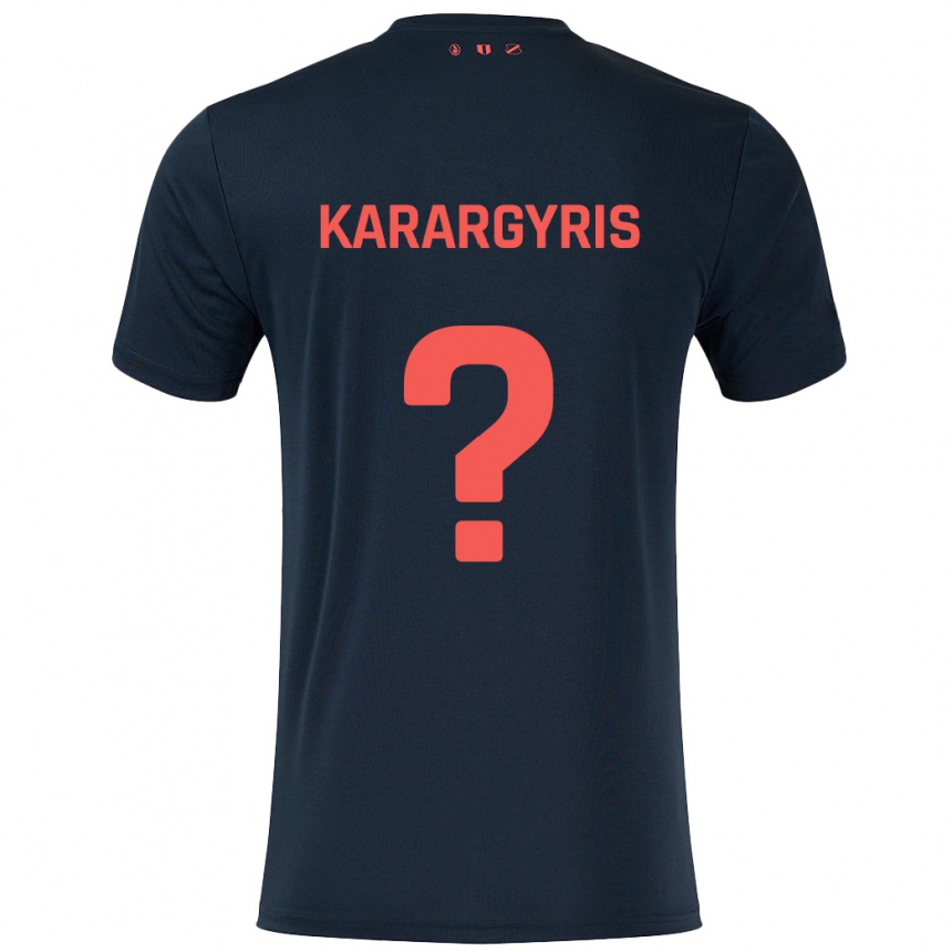 Vaikiškas Zois Karargyris #0 Juoda Raudona Išvykos Marškinėliai 2024/25 T-Shirt