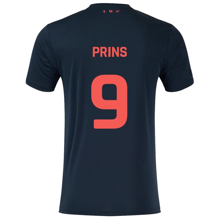 Vaikiškas Femke Prins #9 Juoda Raudona Išvykos Marškinėliai 2024/25 T-Shirt