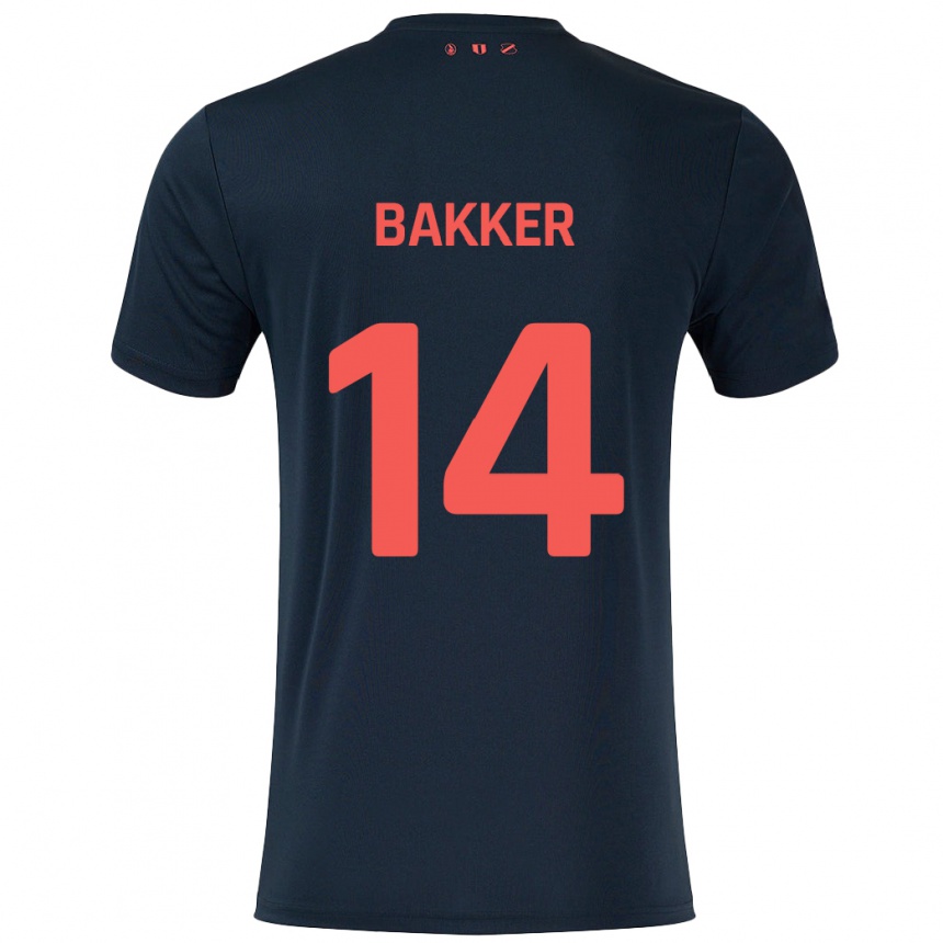 Vaikiškas Eshly Bakker #14 Juoda Raudona Išvykos Marškinėliai 2024/25 T-Shirt