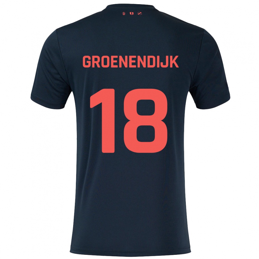 Vaikiškas Tami Groenendijk #18 Juoda Raudona Išvykos Marškinėliai 2024/25 T-Shirt