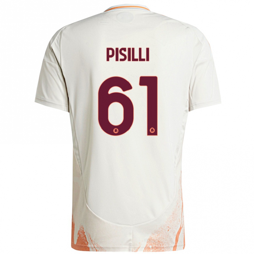 Vaikiškas Niccolò Pisilli #61 Kreminė Balta Oranžinė Išvykos Marškinėliai 2024/25 T-Shirt