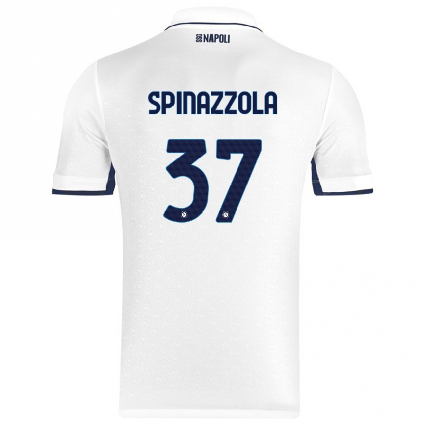 Vaikiškas Leonardo Spinazzola #37 Balta Karališka Mėlyna Išvykos Marškinėliai 2024/25 T-Shirt