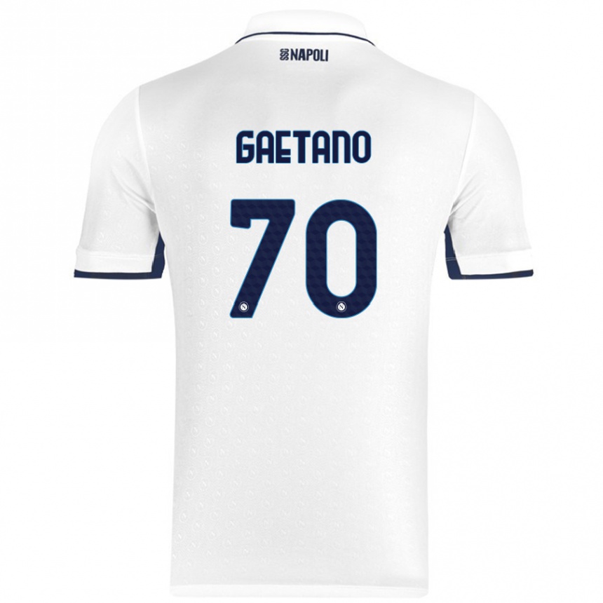 Vaikiškas Gianluca Gaetano #70 Balta Karališka Mėlyna Išvykos Marškinėliai 2024/25 T-Shirt