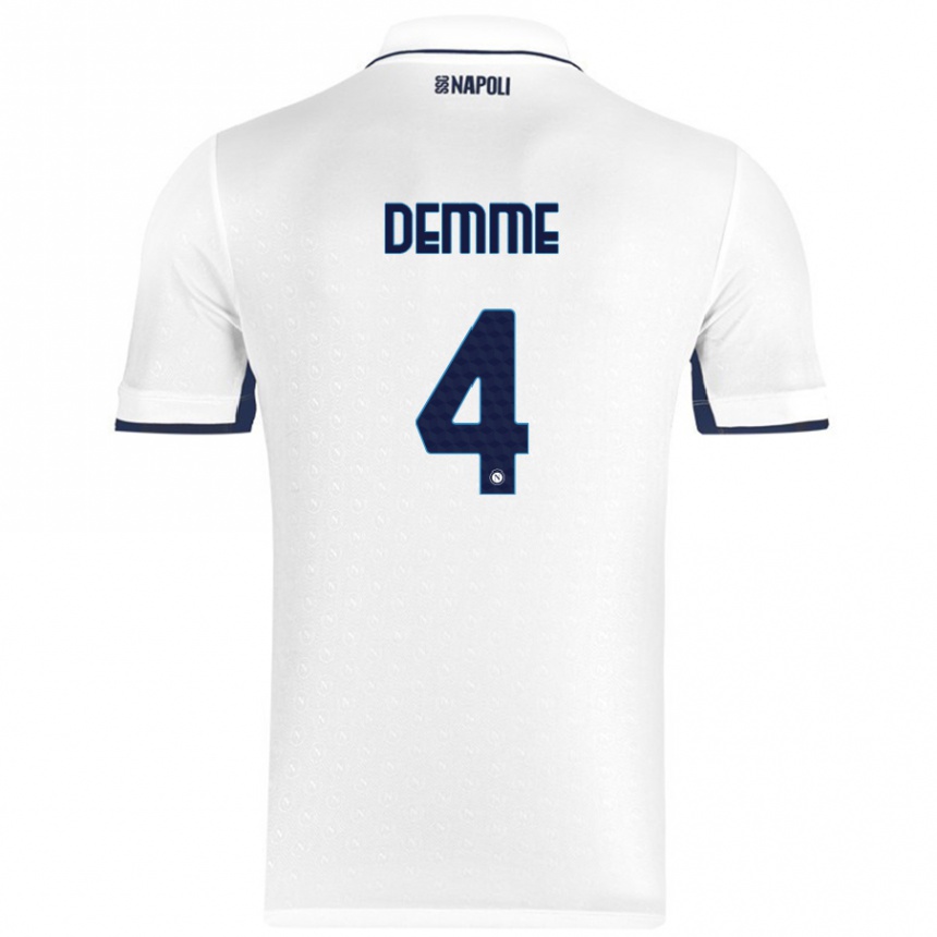 Vaikiškas Diego Demme #4 Balta Karališka Mėlyna Išvykos Marškinėliai 2024/25 T-Shirt