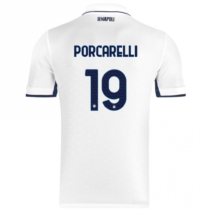 Vaikiškas Maddelena Porcarelli #19 Balta Karališka Mėlyna Išvykos Marškinėliai 2024/25 T-Shirt