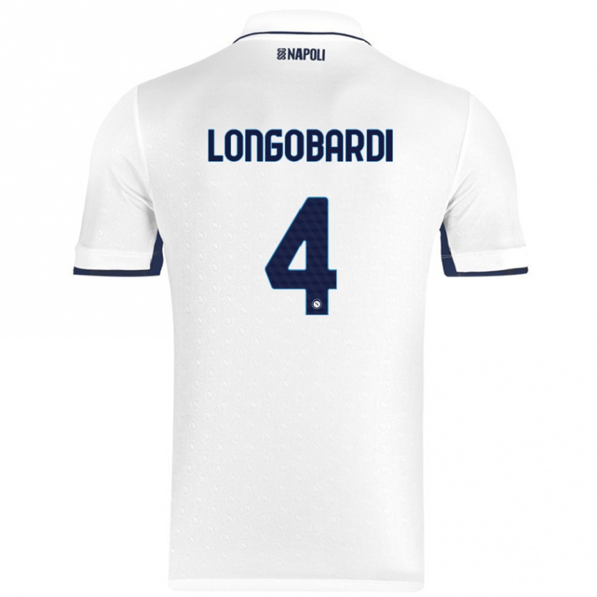 Vaikiškas Salvatore Longobardi #4 Balta Karališka Mėlyna Išvykos Marškinėliai 2024/25 T-Shirt