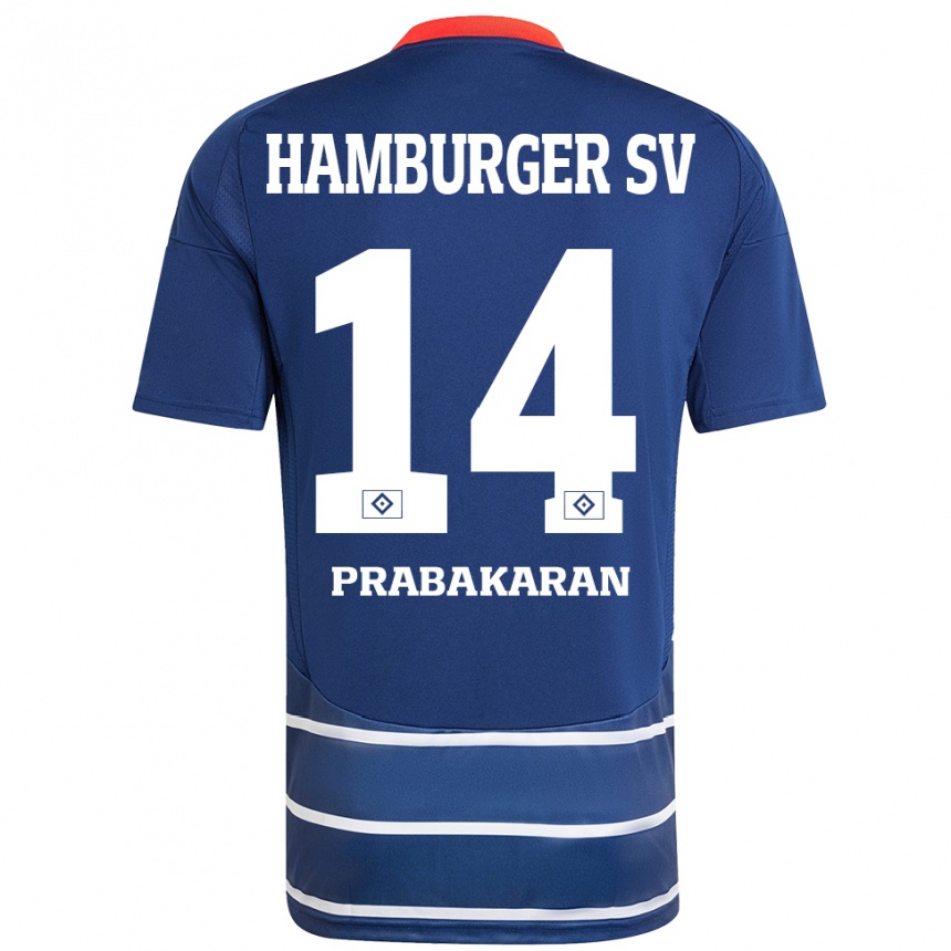 Vaikiškas Nilavan Prabakaran #14 Tamsiai Mėlyna Išvykos Marškinėliai 2024/25 T-Shirt