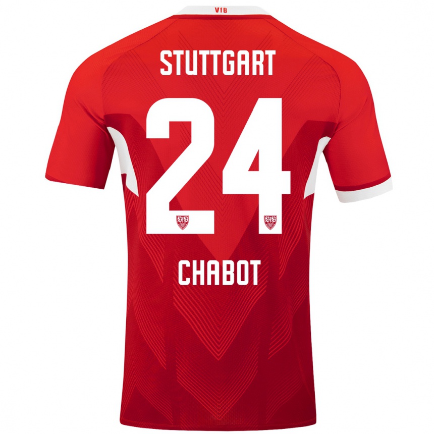 Vaikiškas Jeff Chabot #24 Raudona Balta Išvykos Marškinėliai 2024/25 T-Shirt