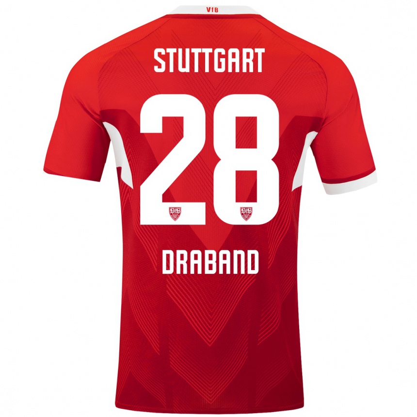 Vaikiškas Dominik Draband #28 Raudona Balta Išvykos Marškinėliai 2024/25 T-Shirt