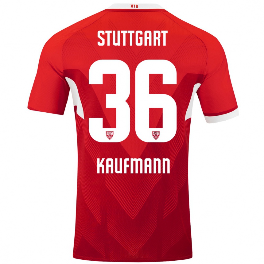 Vaikiškas Tino Kaufmann #36 Raudona Balta Išvykos Marškinėliai 2024/25 T-Shirt