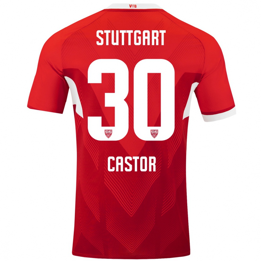 Vaikiškas Joy Castor #30 Raudona Balta Išvykos Marškinėliai 2024/25 T-Shirt