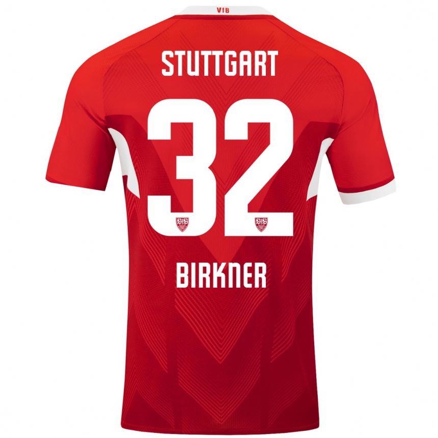 Vaikiškas Hanna Birkner #32 Raudona Balta Išvykos Marškinėliai 2024/25 T-Shirt