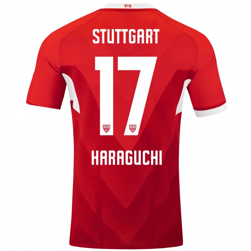 Vaikiškas Genki Haraguchi #17 Raudona Balta Išvykos Marškinėliai 2024/25 T-Shirt