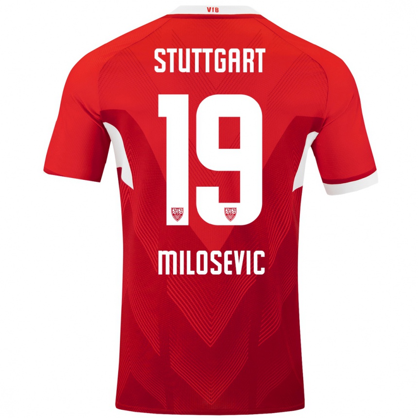 Vaikiškas Jovan Milosevic #19 Raudona Balta Išvykos Marškinėliai 2024/25 T-Shirt