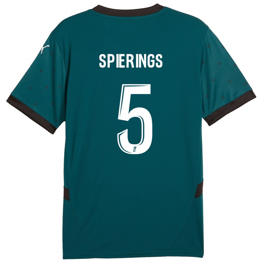 Vaikiškas Stijn Spierings #5 Tamsiai Žalia Išvykos Marškinėliai 2024/25 T-Shirt