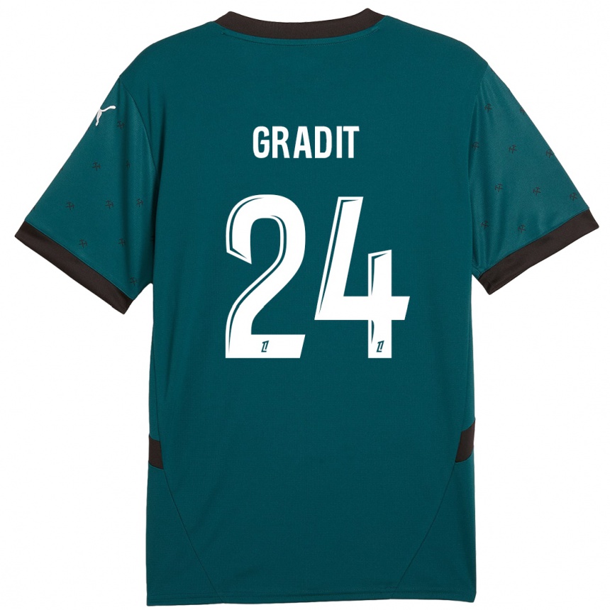 Vaikiškas Jonathan Gradit #24 Tamsiai Žalia Išvykos Marškinėliai 2024/25 T-Shirt