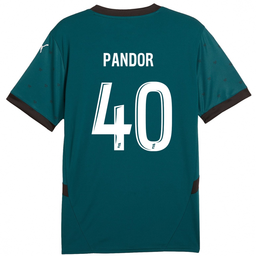 Vaikiškas Yannick Pandor #40 Tamsiai Žalia Išvykos Marškinėliai 2024/25 T-Shirt