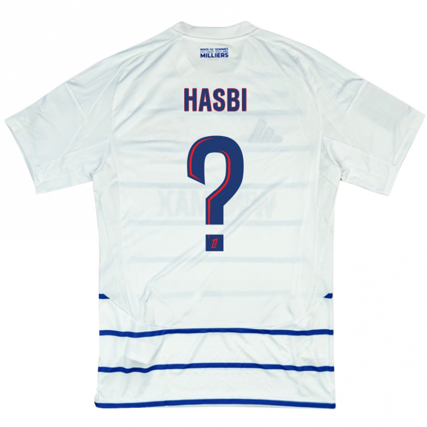 Vaikiškas Walid Hasbi #0 Balta Mėlyna Išvykos Marškinėliai 2024/25 T-Shirt