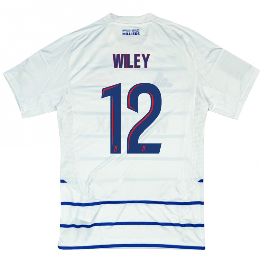 Vaikiškas Caleb Wiley #12 Balta Mėlyna Išvykos Marškinėliai 2024/25 T-Shirt