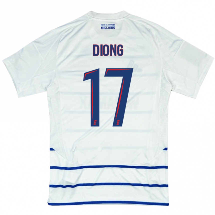 Vaikiškas Pape Diong #17 Balta Mėlyna Išvykos Marškinėliai 2024/25 T-Shirt