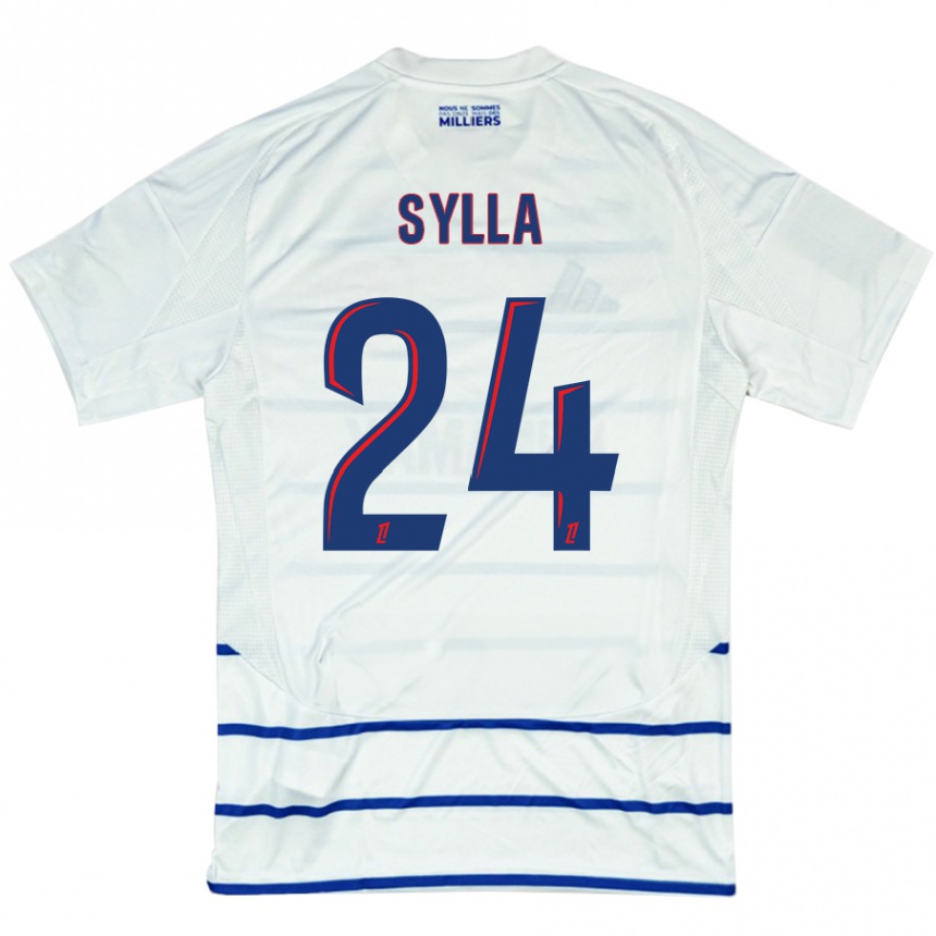 Vaikiškas Abakar Sylla #24 Balta Mėlyna Išvykos Marškinėliai 2024/25 T-Shirt