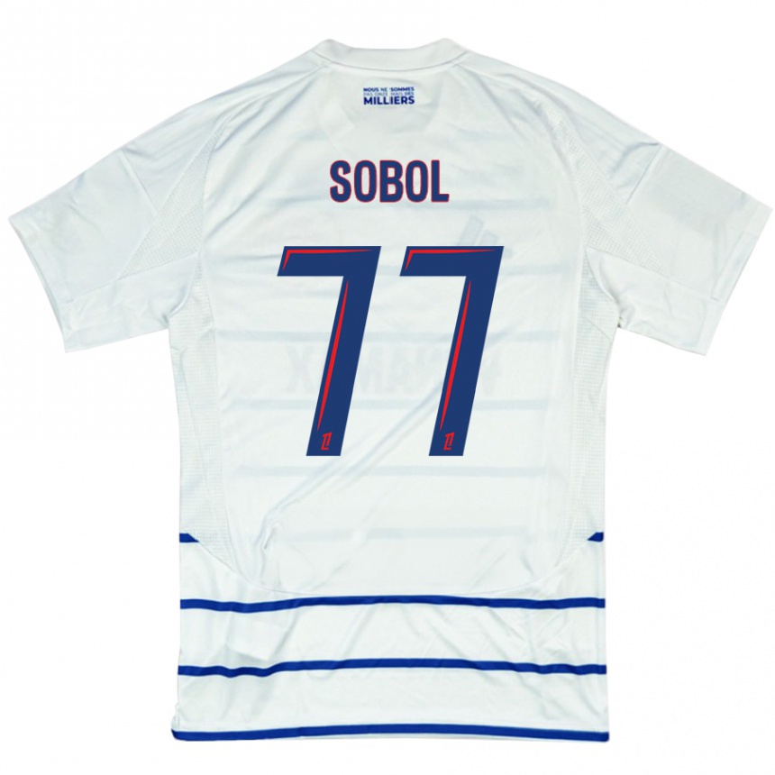 Vaikiškas Eduard Sobol #77 Balta Mėlyna Išvykos Marškinėliai 2024/25 T-Shirt