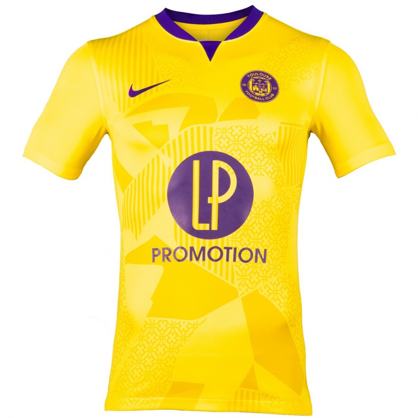 Vaikiškas Gaëtan Bakhouche Piernas #0 Geltona Violetinė Išvykos Marškinėliai 2024/25 T-Shirt