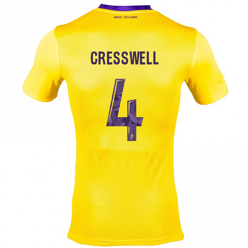 Vaikiškas Charlie Cresswell #4 Geltona Violetinė Išvykos Marškinėliai 2024/25 T-Shirt