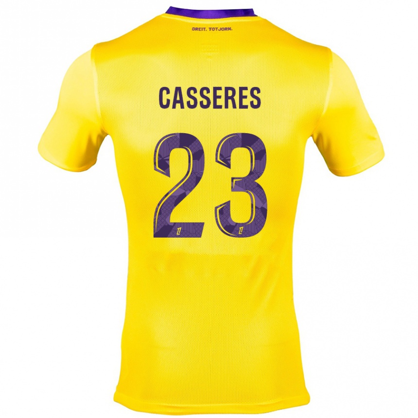 Vaikiškas Cristian Cásseres Jr. #23 Geltona Violetinė Išvykos Marškinėliai 2024/25 T-Shirt