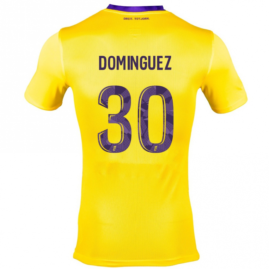 Vaikiškas Álex Domínguez #30 Geltona Violetinė Išvykos Marškinėliai 2024/25 T-Shirt