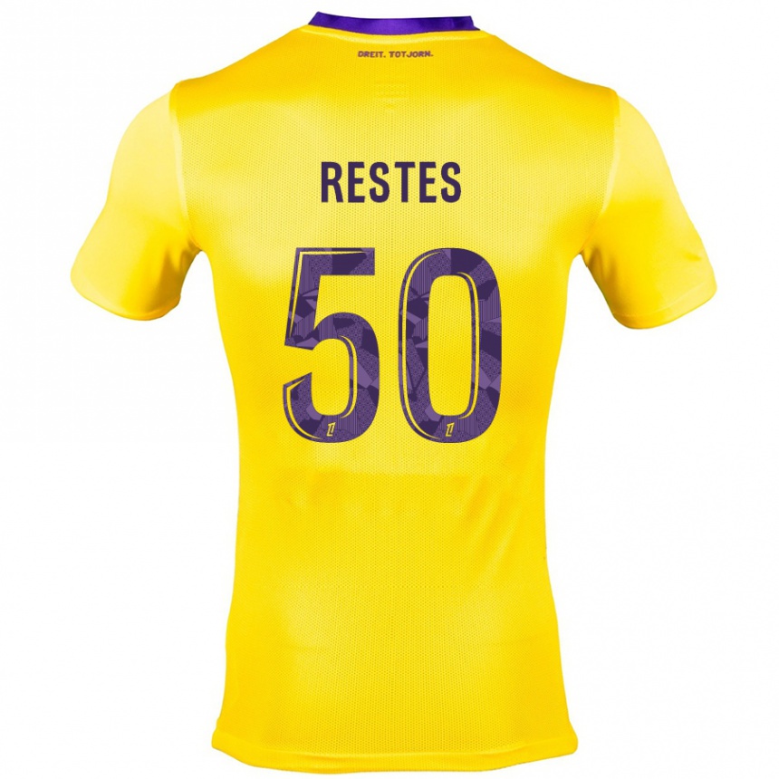 Vaikiškas Guillaume Restes #50 Geltona Violetinė Išvykos Marškinėliai 2024/25 T-Shirt