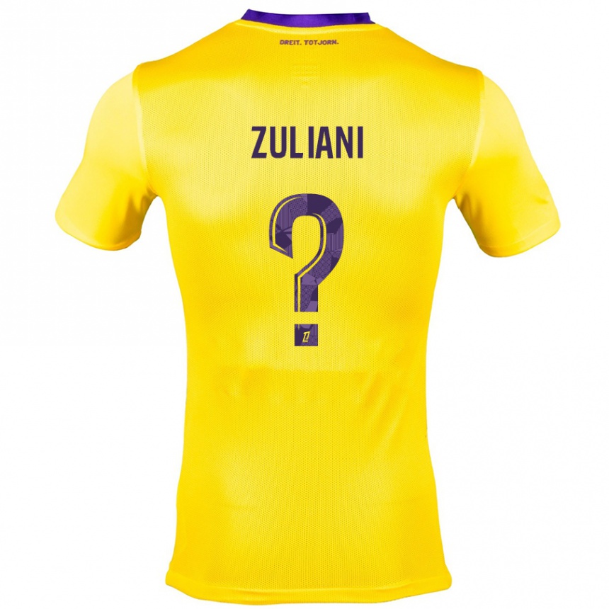 Vaikiškas Edhy Zuliani #0 Geltona Violetinė Išvykos Marškinėliai 2024/25 T-Shirt