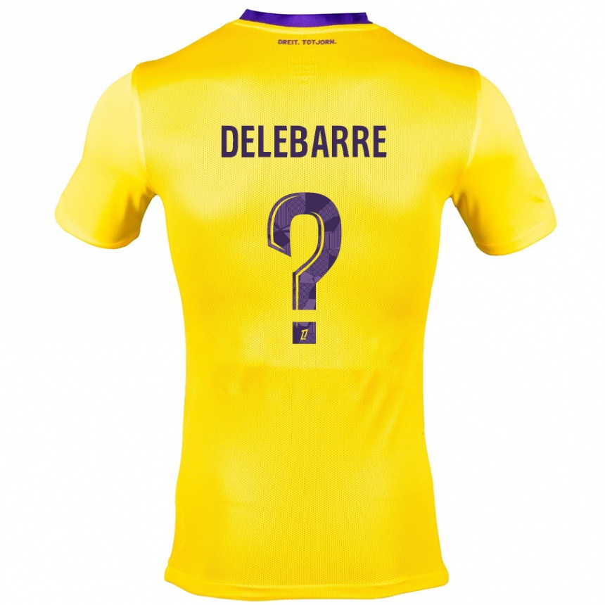 Vaikiškas Mathis Delebarre #0 Geltona Violetinė Išvykos Marškinėliai 2024/25 T-Shirt