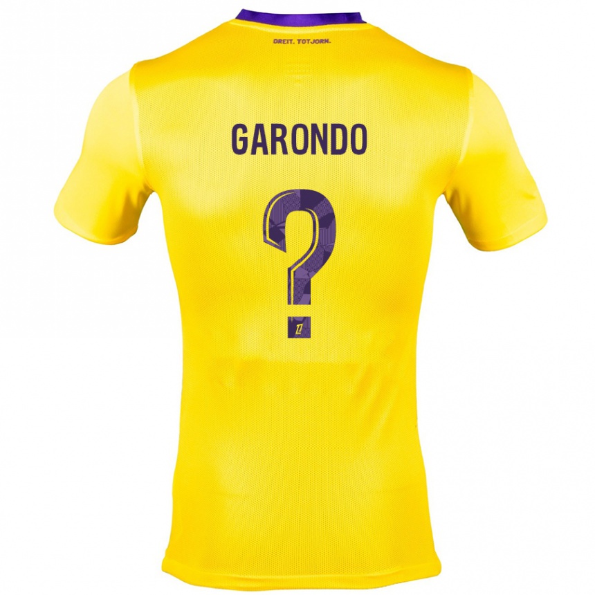 Vaikiškas Thibaud Garondo #0 Geltona Violetinė Išvykos Marškinėliai 2024/25 T-Shirt