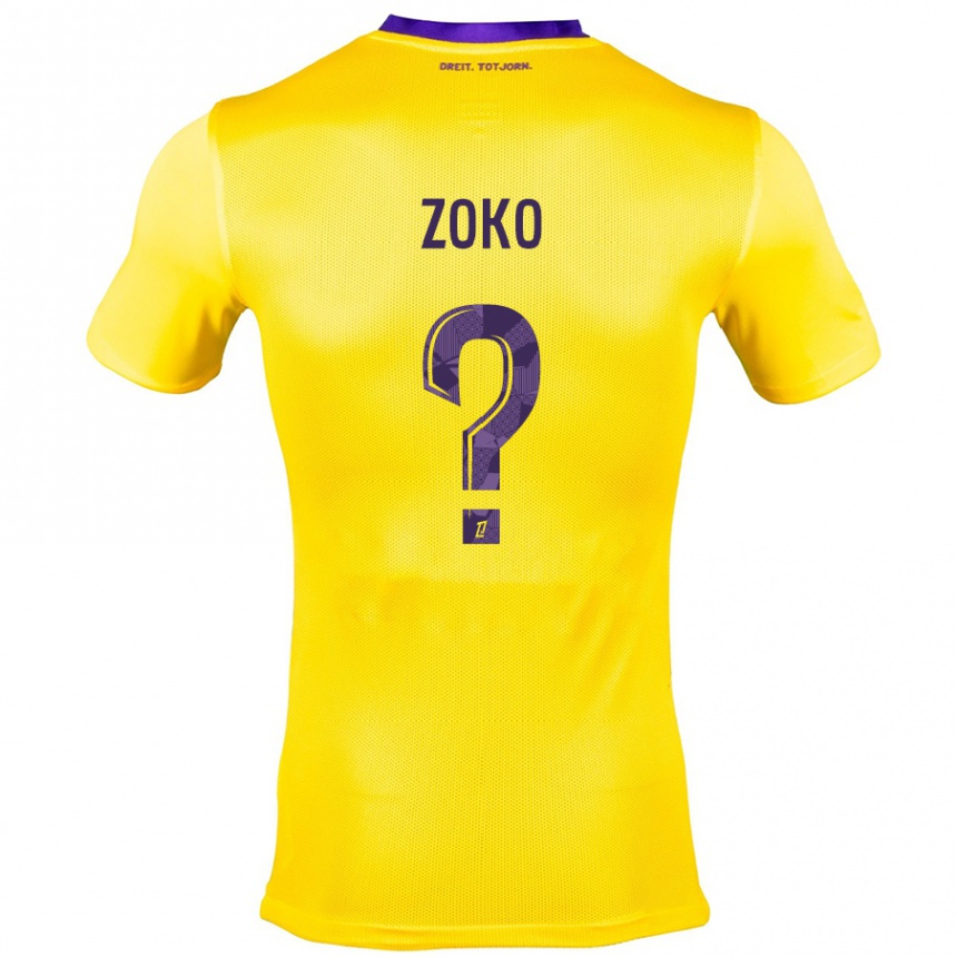 Vaikiškas Nathan Zoko #0 Geltona Violetinė Išvykos Marškinėliai 2024/25 T-Shirt