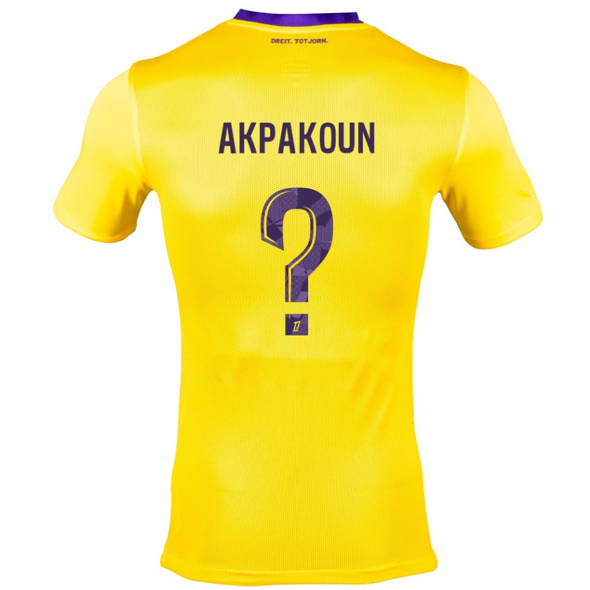 Vaikiškas Noé Akpakoun #0 Geltona Violetinė Išvykos Marškinėliai 2024/25 T-Shirt